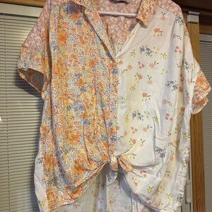 SO Multicolor Floral Button-Up Shirt